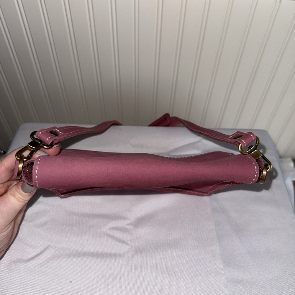 Portland Leather Goods Leather Purse Metro Mini Crossbody Foxglove Dusty Pink - Picture 6 of 12